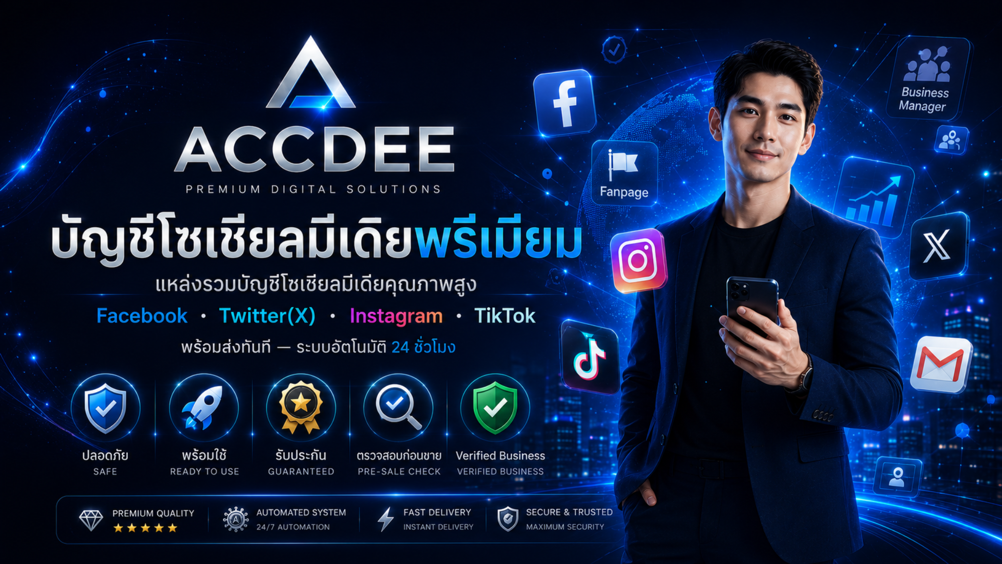 ACCDEE บัญชีโซเชียลมีเดียพรีเมียม